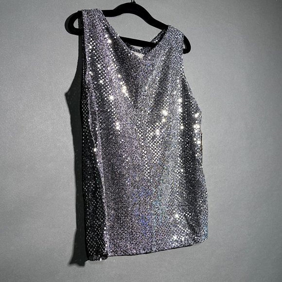 Notations Tops - NWT Vintage Notations Silver Sparkly Camisole Size S Made In USA